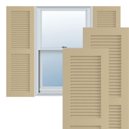 True Fit PVC, Two Equal Louver Shutters, Natural Twine, 12W X 61H